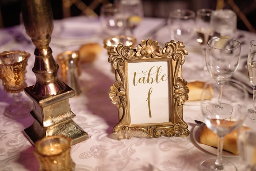 Table details by Petal Pushers at Palace at Somerset wedding venue.