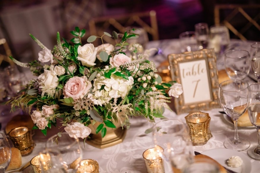 Table details by Petal Pushers at Palace at Somerset wedding venue.