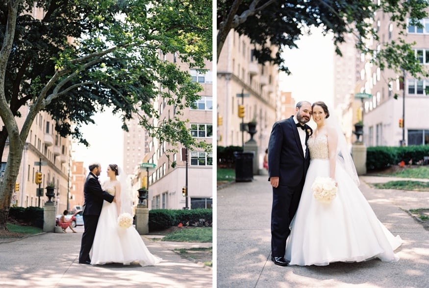 Bride and Groom portraits at Washington Square Park in Philadelphia.