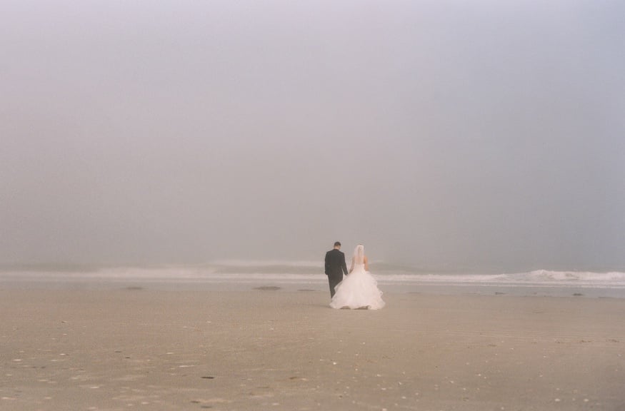 Bride and Groom portraits on the beach before Icona Avalon wedding.