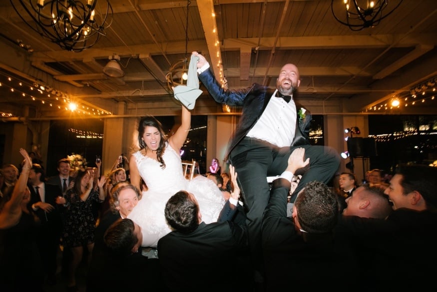 Bride and groom dancing the horah at Moulin Philadelphia wedding.